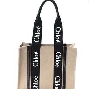 Chloe Beige Linen Médium Tote  with Black Logo with original dust bag